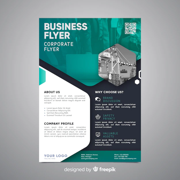 Free Vector | Business flyer template with photo