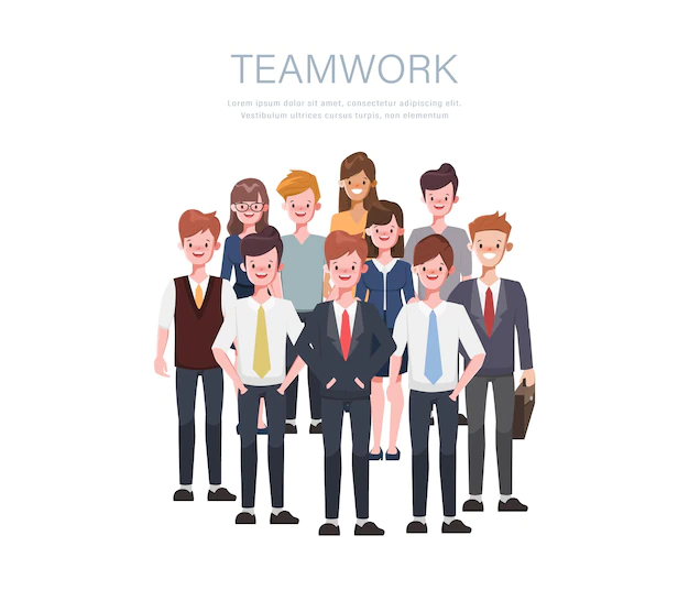 Free Vector | Business people teamwork office character colleague working together flat cartoon character