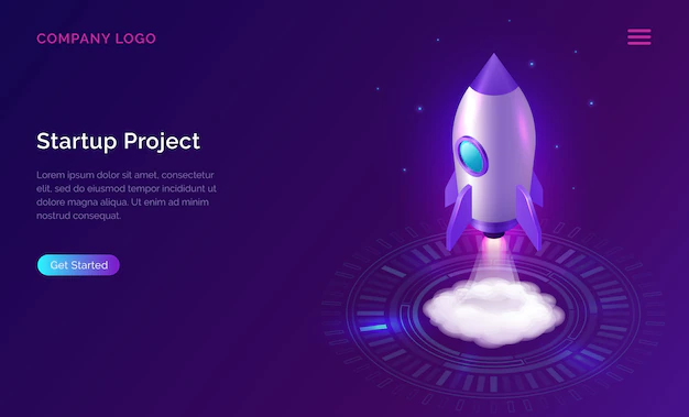 Free Vector | Business start up landing page, isometric rocket