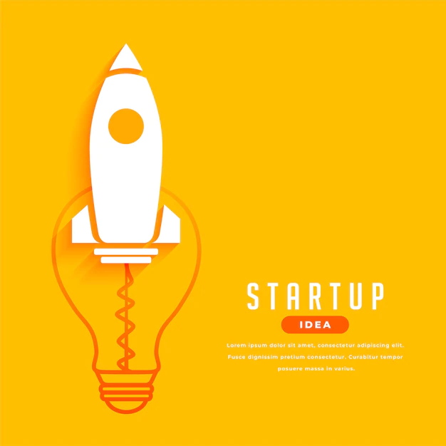Free Vector | Business startup concept with rocket and bulb design