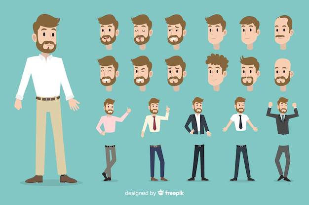 Free Vector | Businessman set with different postures
