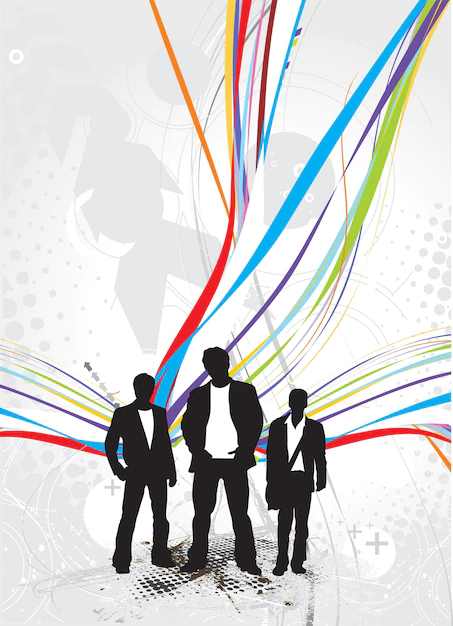 Free Vector | Businessman standing on abstract business vector illustration template