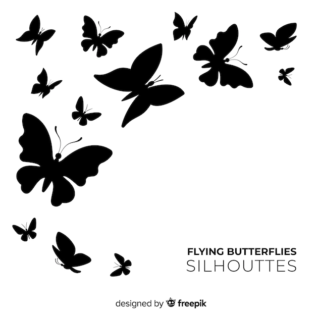 Free Vector | Butterfly silhouettes swarm background