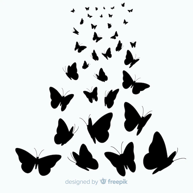 Free Vector | Butterfly swarm silhouette background