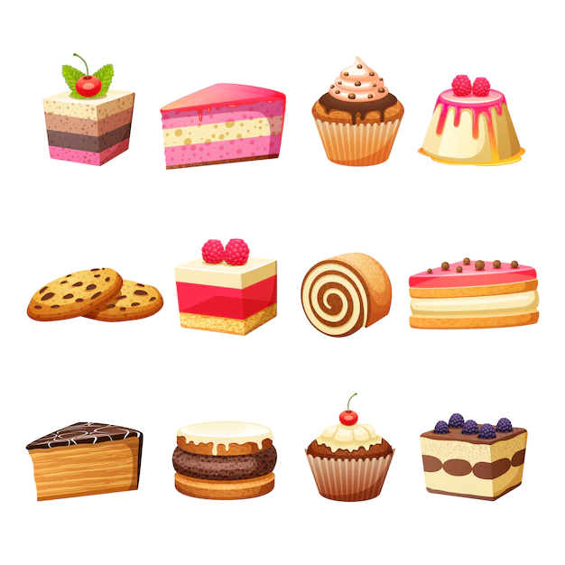 Free Vector | Cakes and sweets set