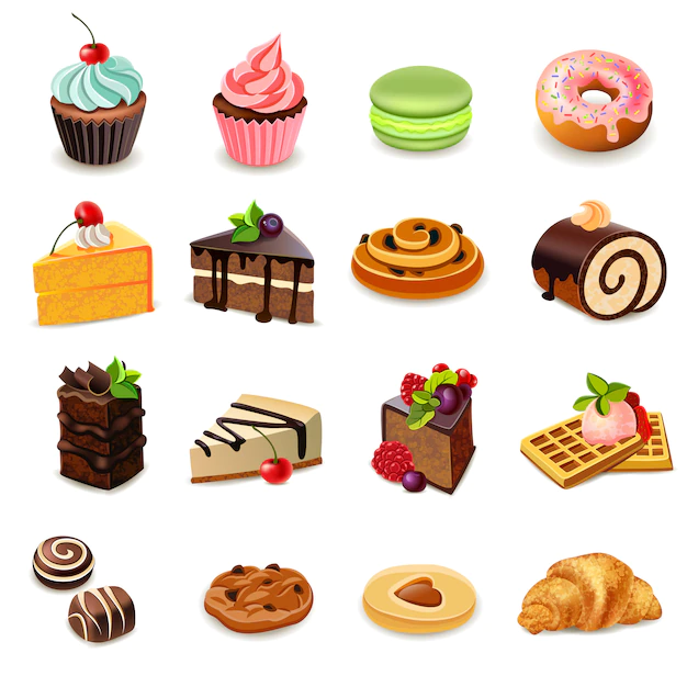 Free Vector | Cakes icons set