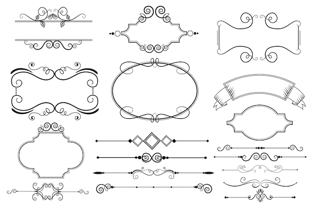 Free Vector | Calligraphic ornamental element collection