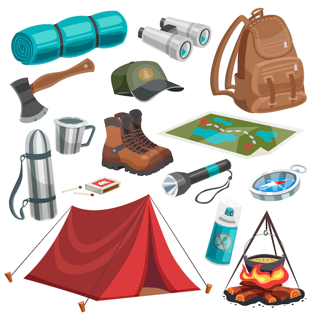 Free Vector | Camping scouting elements set