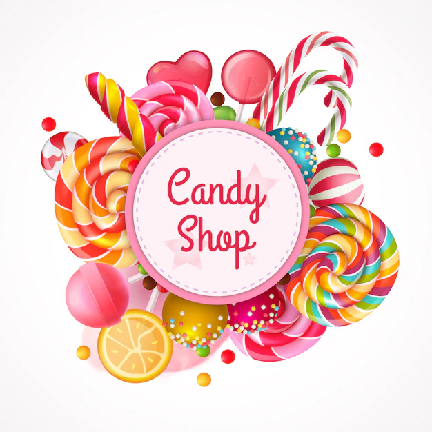 Free Vector | Candy shop round frame background