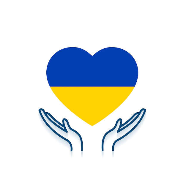 Free Vector | Care hands with ukraine flag in heart shape