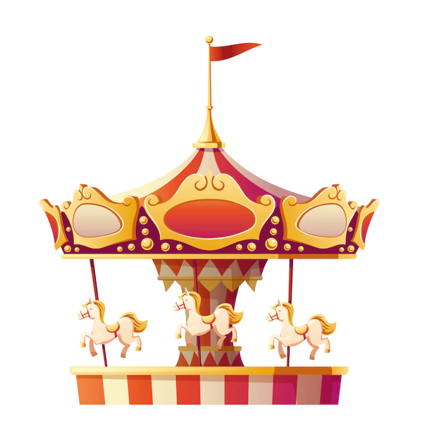 Free Vector | Carousel merry go round with horses isolated.
