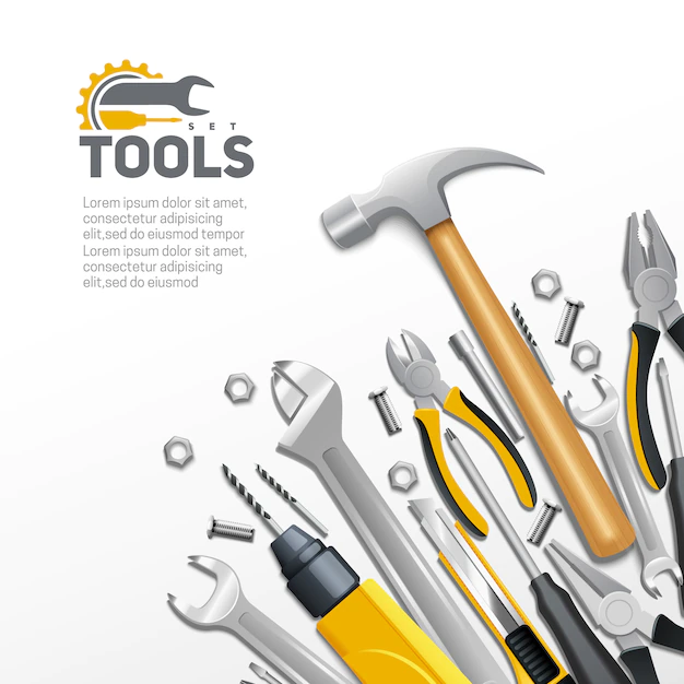 Free Vector | Carpentry construction and house renovation tools realistic  composition background poster