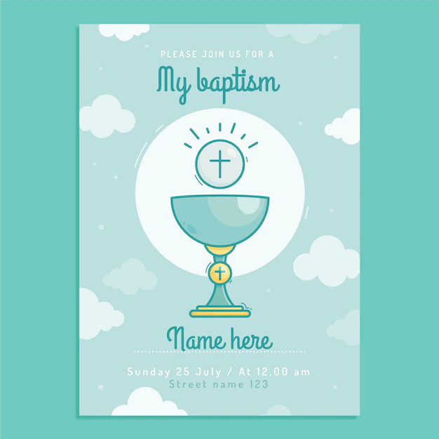 Free Vector | Cartoon baptism invitation template