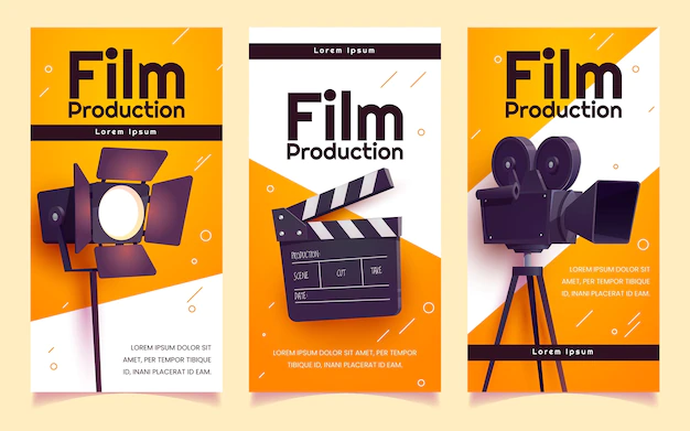 Free Vector | Cartoon movie producing vertical banners