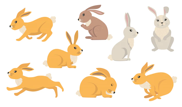 Free Vector | Cartoon rabbits set