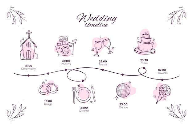 Free Vector | Cartoon style hand drawn wedding timeline
