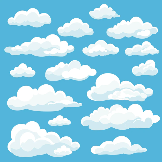 Free Vector | Cartoon white clouds icon set isolated on blue