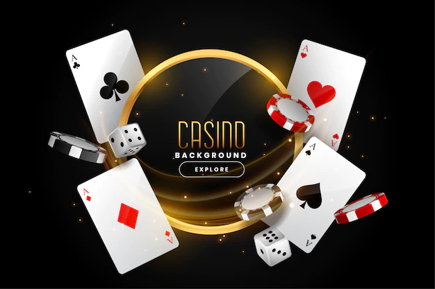 Free Vector | Casino background with playing card chips and dice