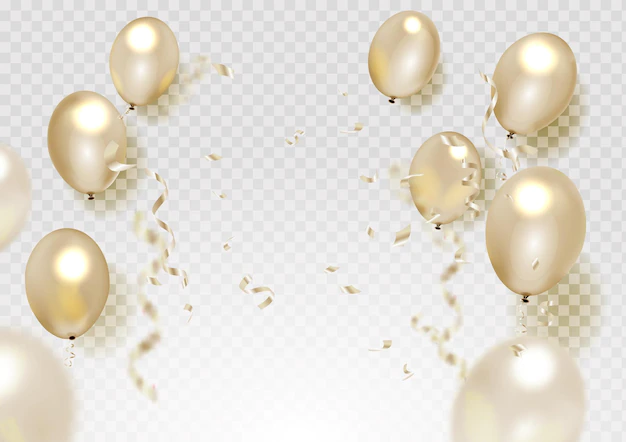 Free Vector | Celebration with gold balloon and confetti