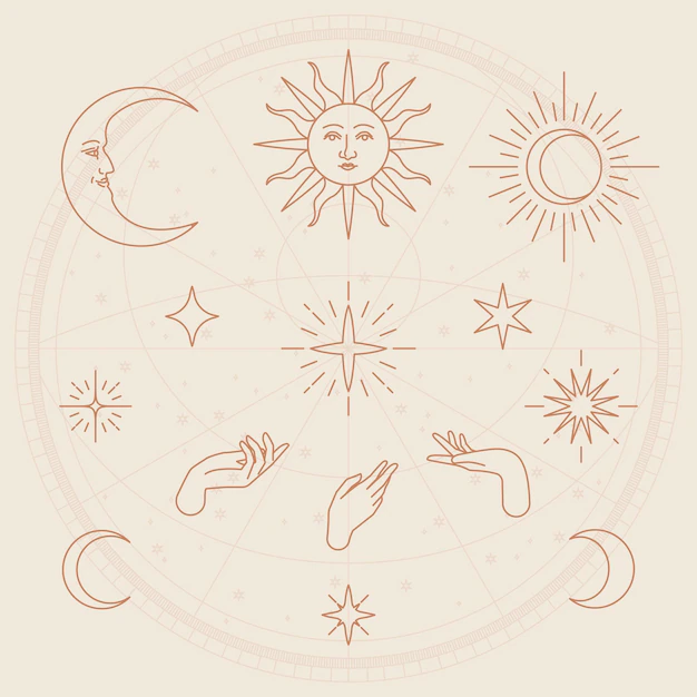 Free Vector | Celestial object sketch  set beige background