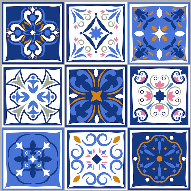 Free Vector | Ceramic tiles vintage patterns.