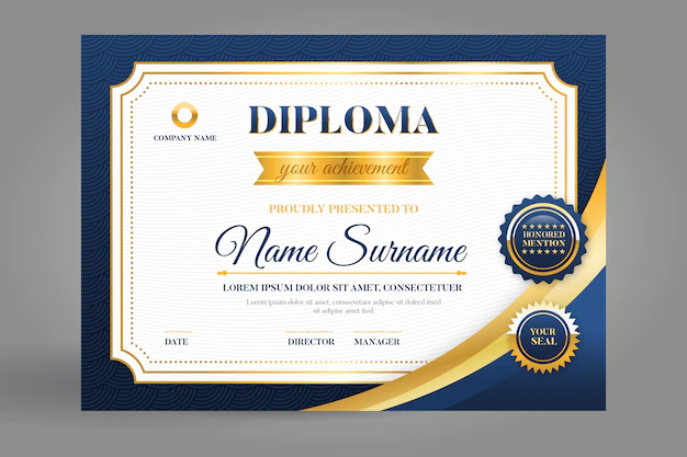 Free Vector | Certificate template in blue and golden