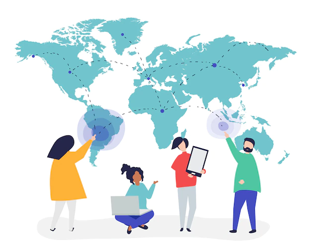 Free Vector | Character illustration of people with global network concept
