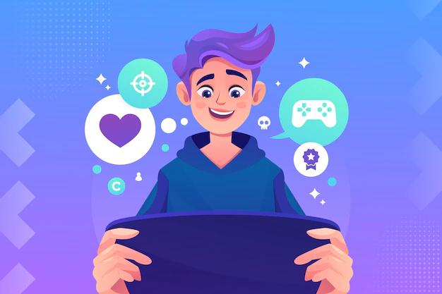 Free Vector | Character playing videogame