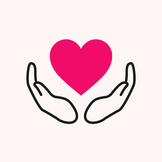 Free Vector | Charity logo, hands supporting heart icon flat design vector illustration