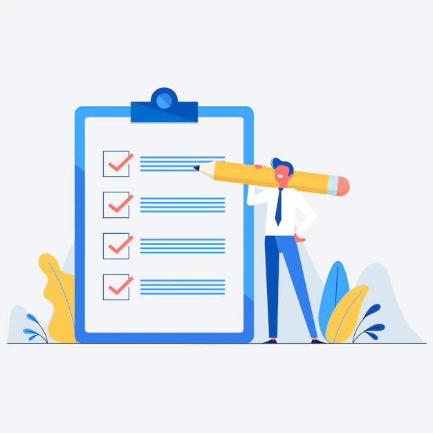 Free Vector | Check list with businessman on flat design