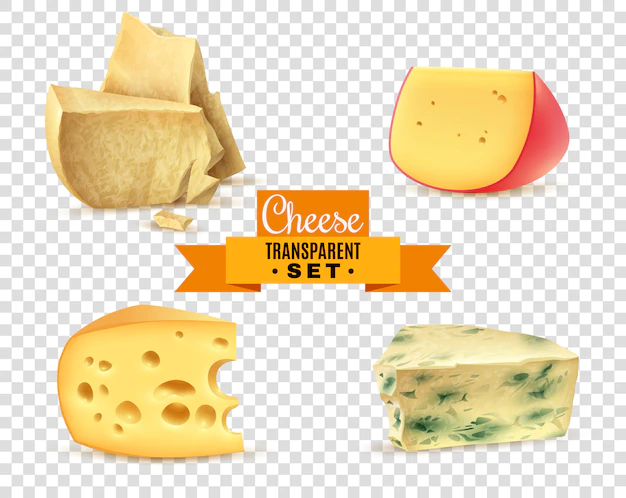 Free Vector | Cheese 4 realistic images transparent set