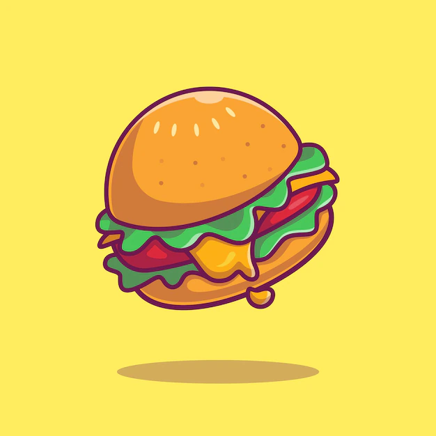 Free Vector | Cheese burger cartoon icon illustration.