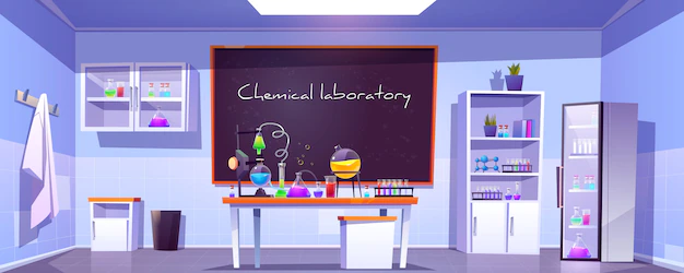 Free Vector | Chemical laboratory, empty chemistry cabinet, room