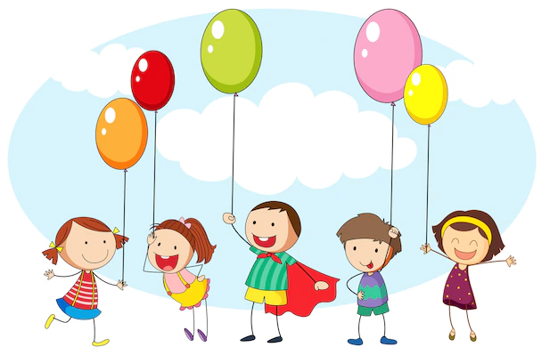Free Vector | Children and many colorful balloons