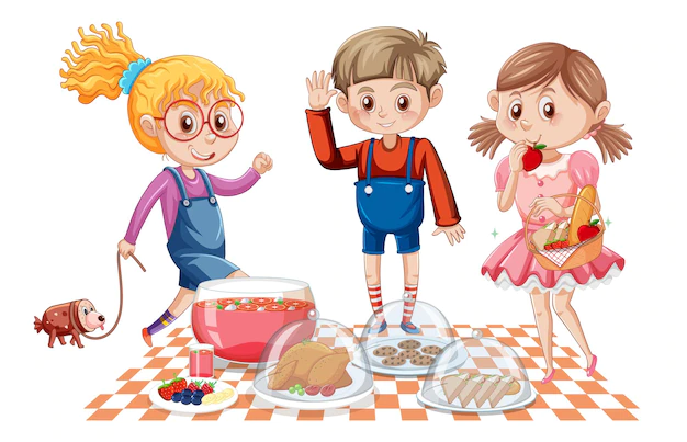 Free Vector | Children having picnic cartoon