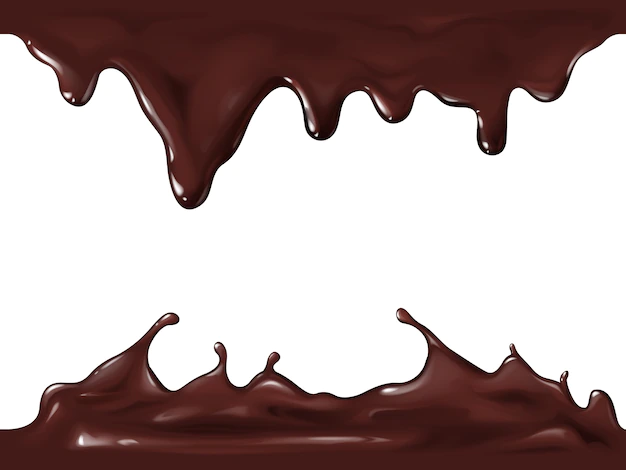 Free Vector | Chocolate seamless illustration of realistic 3d splash and flow drops of dark or milk chocolate