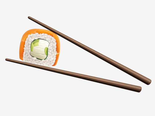 Free Vector | Chopsticks holding sushi roll isolated