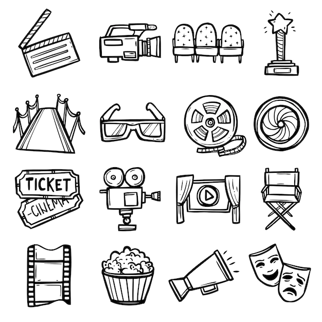 Free Vector | Cinema icons set