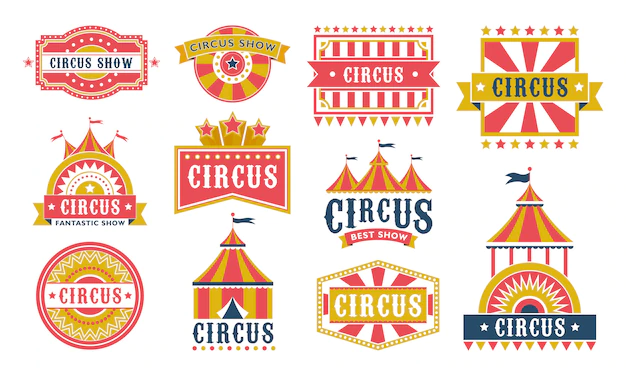 Free Vector | Circus labels flat icon collection