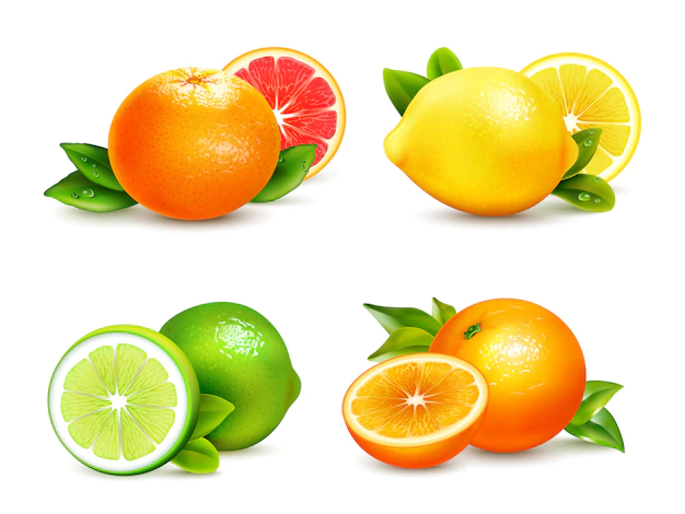 Free Vector | Citrus fruits  4 realistic icons set