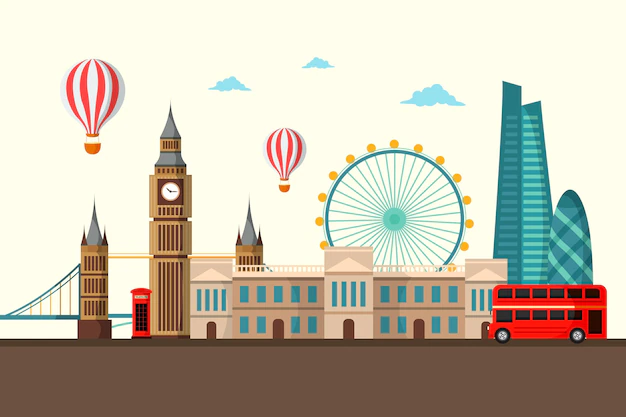 Free Vector | City landmarks - background for video conferencing