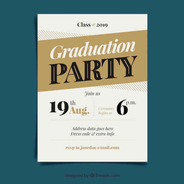 Free Vector | Classic graduation invitation template with flat design