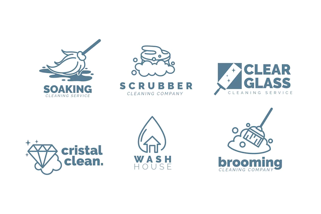 Free Vector | Cleaning business logo template set