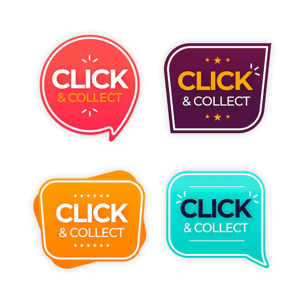 Free Vector | Click and collect button collection