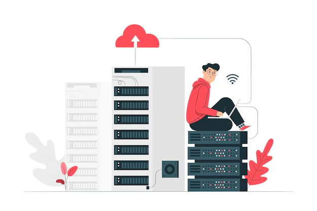 Free Vector | Cloud hosting concept illustration