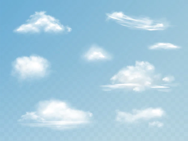 Free Vector | Clouds realistic set illustration of translucent cloudy sky with fluffy clouds
