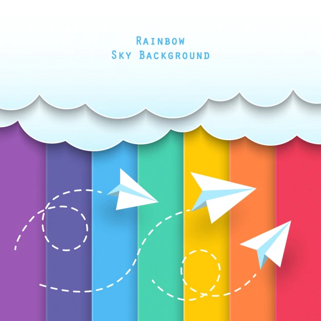 Free Vector | Clouds with paper airplanes