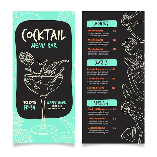 Free Vector | Cocktail menu concept