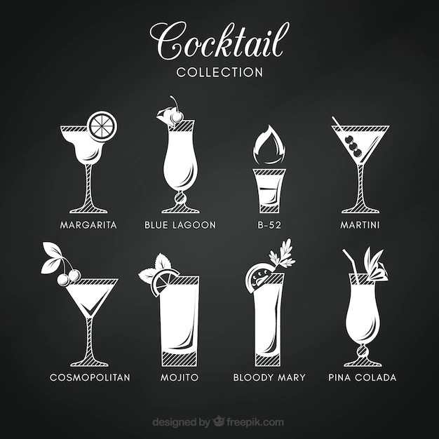 Free Vector | Cocktails collection in blackboard style