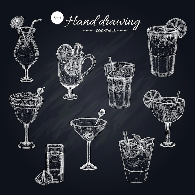 Free Vector | Cocktails hand drawn collection